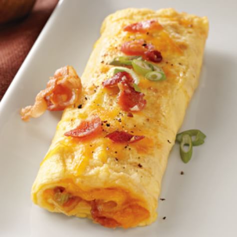 Rolled bacon and cheese omelet